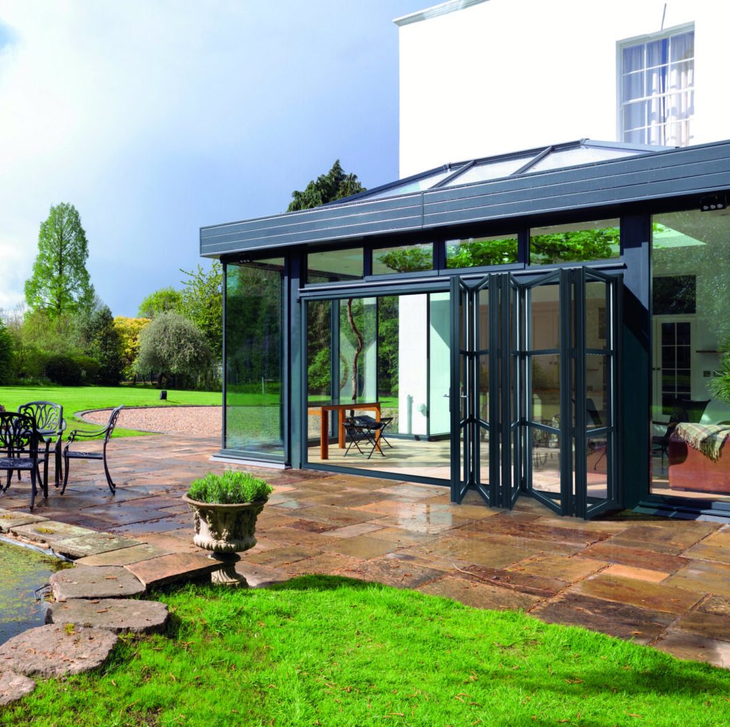 Heritage Bifolding doors open out to garden Heritage Bifold Doors Yorkshire