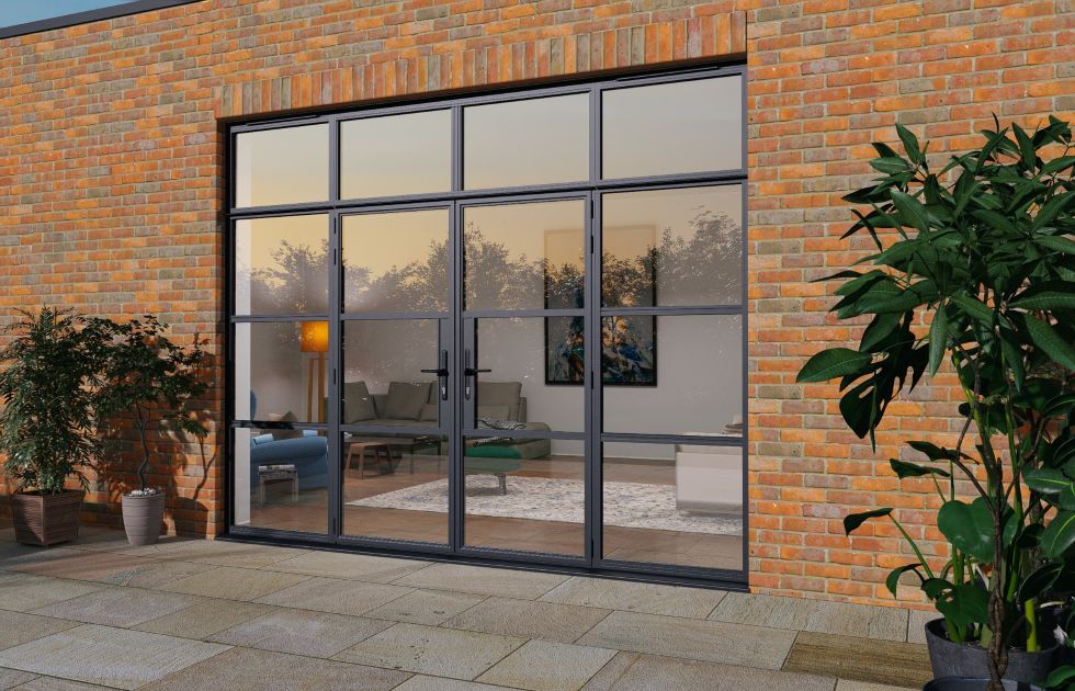 Aluminium Heritage double door with top and side lights
