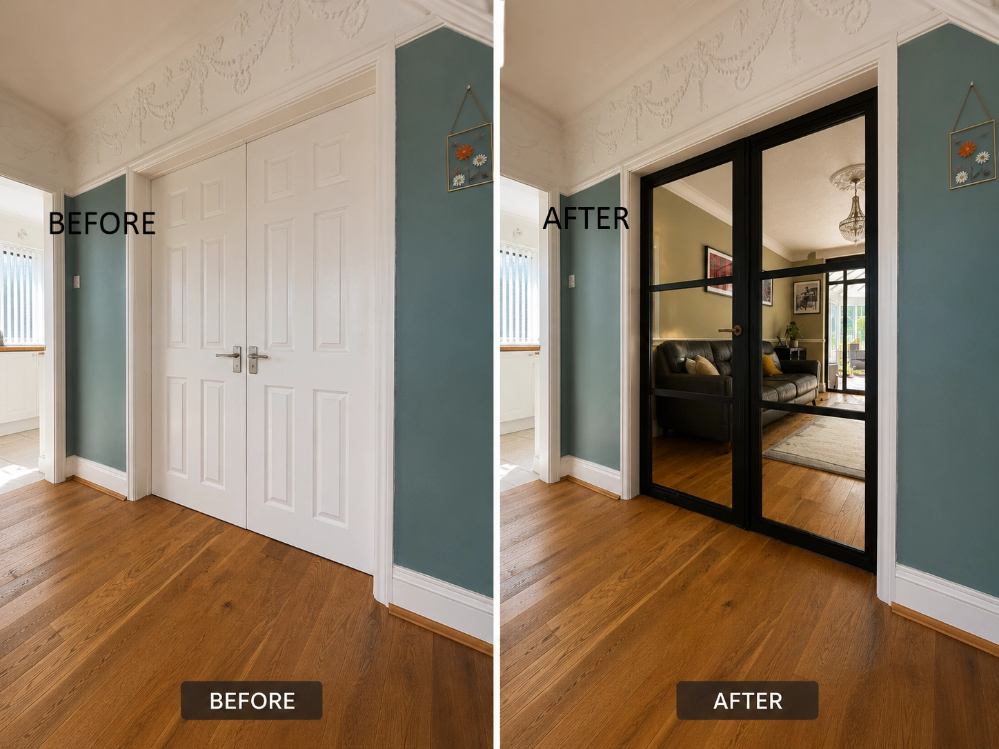 Aluspace interior double door before and after