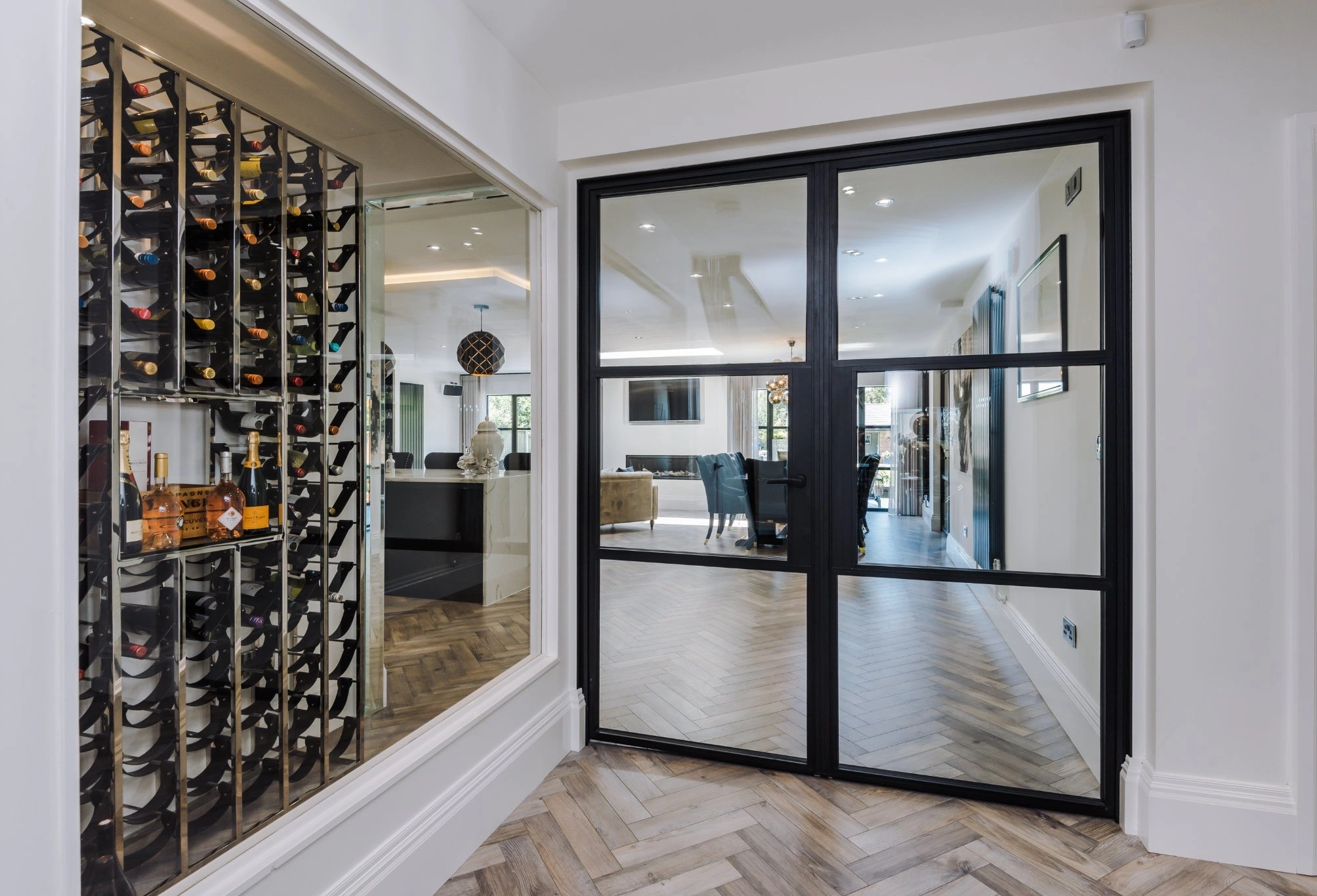 Aluspace interior industrial-look door with wine room