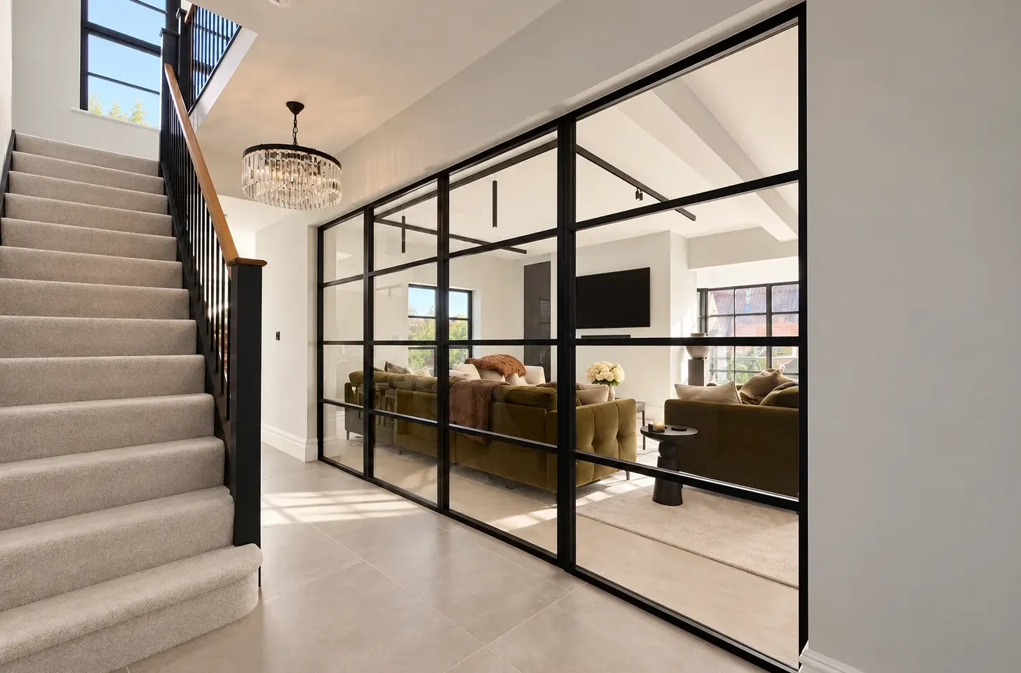 AluSpace internal glazed screen in contemporary hall way