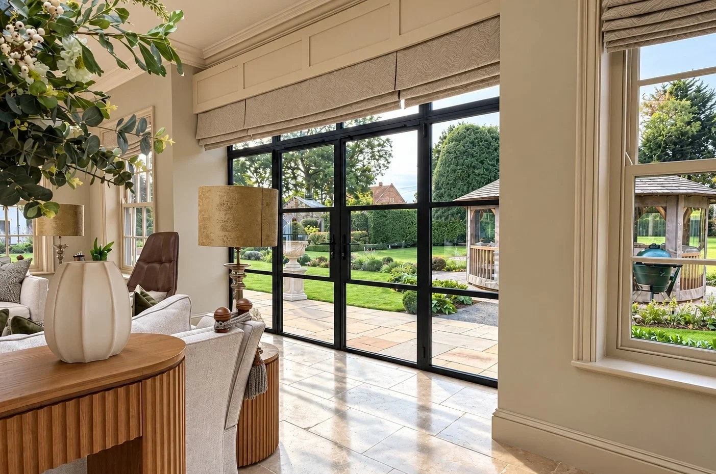 Classic aluminium doors in a garden room at Hurworth-on-Tees