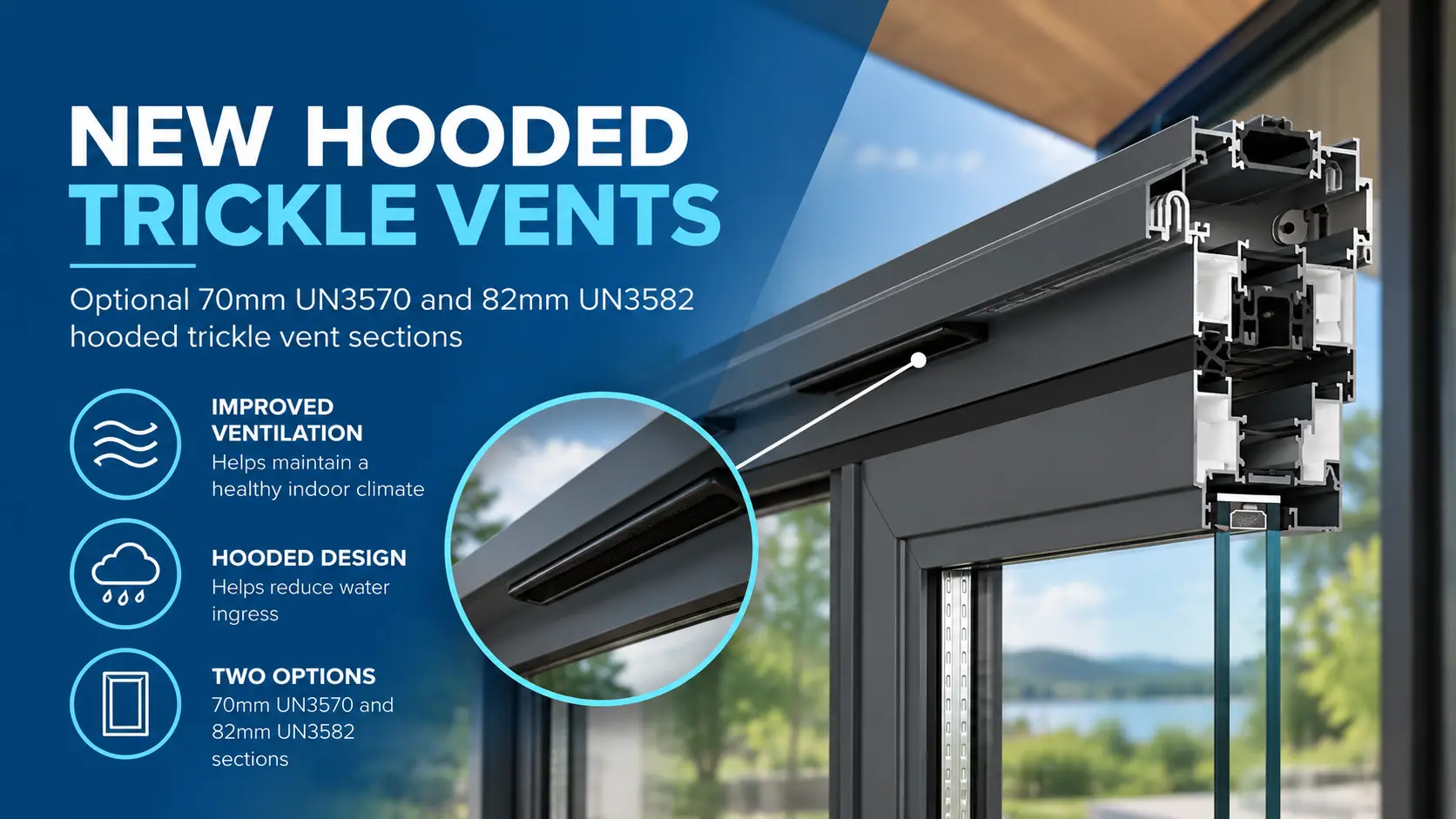 New hooded trickle vents for Vidofold 1000 bifold door
