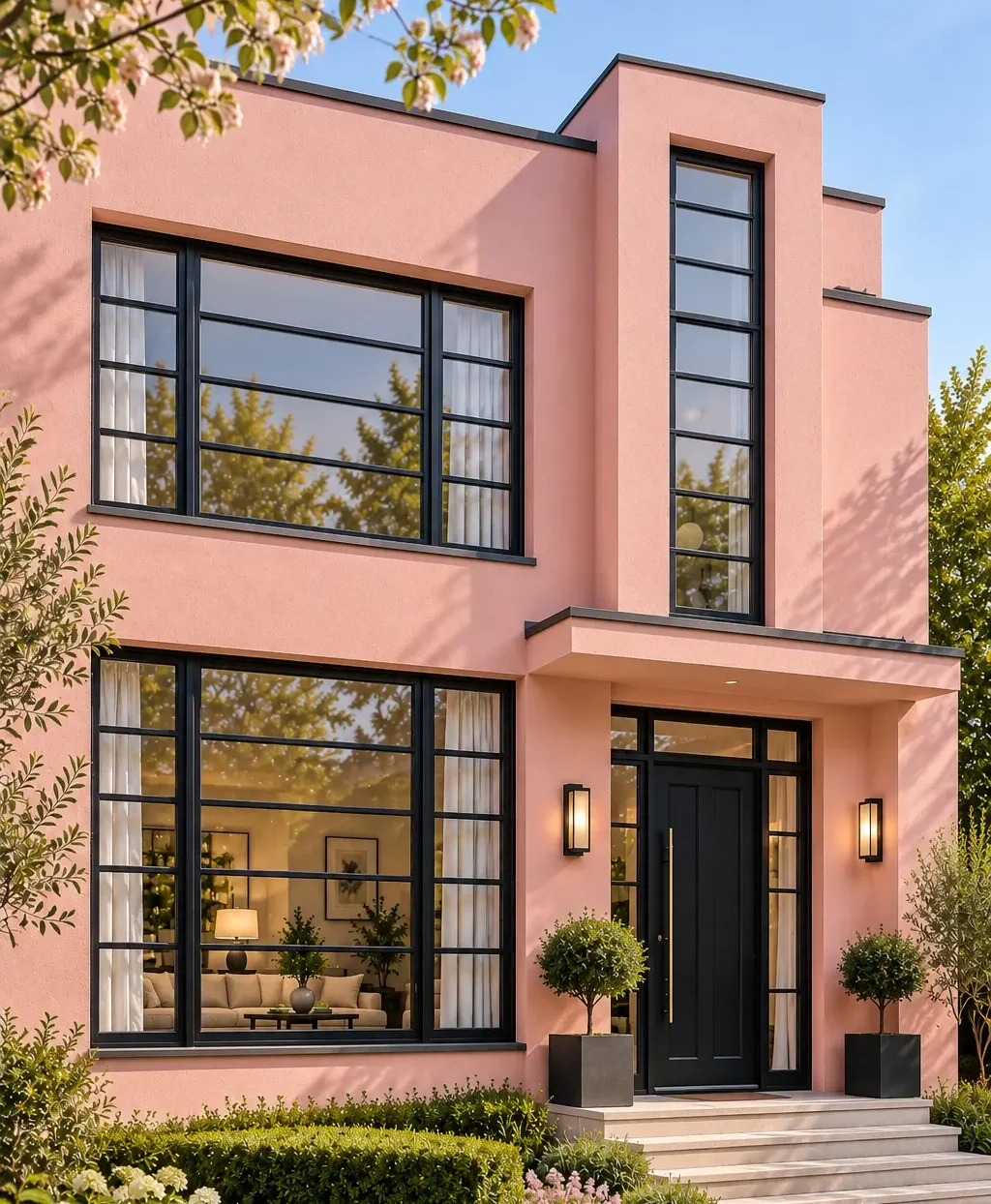 Slim Alitherm Heritage windows in Art Deco pink house